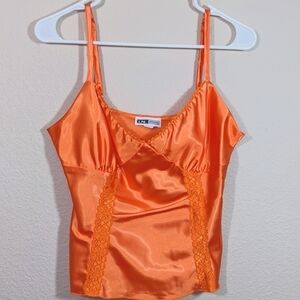 Silky Orange & Lace Tank Top by I.N. Studio